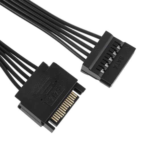 Skrfren 15 Pin SATA Power Extension Cable SATA Male to Female Power Splitter 12.6 Inch SATA-Power Adapter Extension Cable for Home Office Black