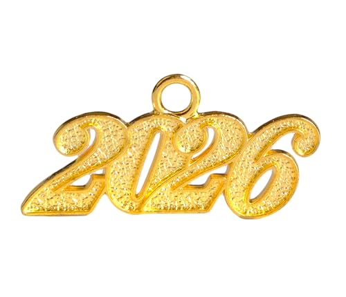 UIALECG Graduation Alloy Gold 2026 Year Charm for Graduation Tassel for New Year Christmas Congratulation Decoration