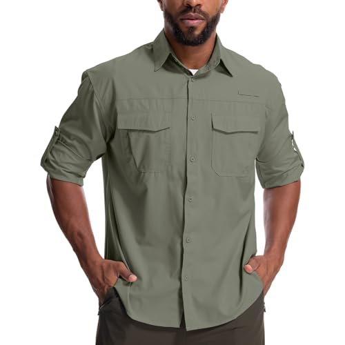 Yenwits Outdoor Hemd Herren Langarm Safari Hemd UV Schutz UPF 50+ Funktionshemd Atmungsaktiv Schnelltrocknend Freizeithemd für Wandern Angeln Trekkin(N5051,Grey Green,M) Yenwits Outdoor Hemd Herren Langarm Safari Hemd UV Schutz UPF 50+ Funktionshemd Atmungsaktiv Schnelltrocknend Freizeithemd für Wandern Angeln Trekkin(N5051,Grey Green,M)
