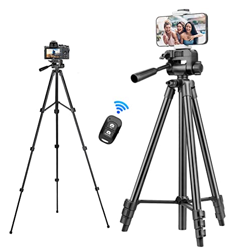 Torjim 60" Phone Tripod with Carry Bag, Aluminum Extendable Tripod Stand with Wireless Remote