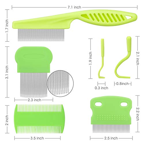 Cat Comb Dog Comb Fine Tooth Comb Pet Comb Grooming Set For Grooming And Removing Dandruff Flakes Remove Float Hair Tear Marks (Green) #TOP6