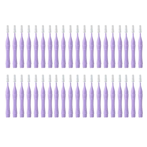 Agatige 40pcs Interdental Brushes, 1.2?1.5mm Teeth Brace Cleansing Brush Dental Cleaning Tools for Adults Remove Bad Breath (Purple)