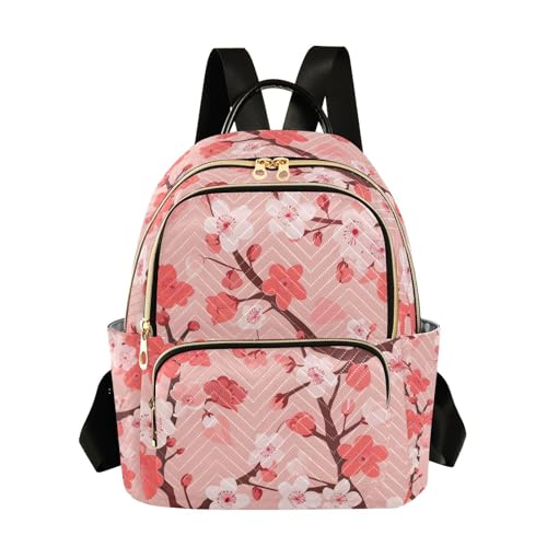 ALAZA Pink Cherry Blossoms Small Backpack Purse for Women Travel Bag Lightweight Shoulder Bag Fashion Daypack
