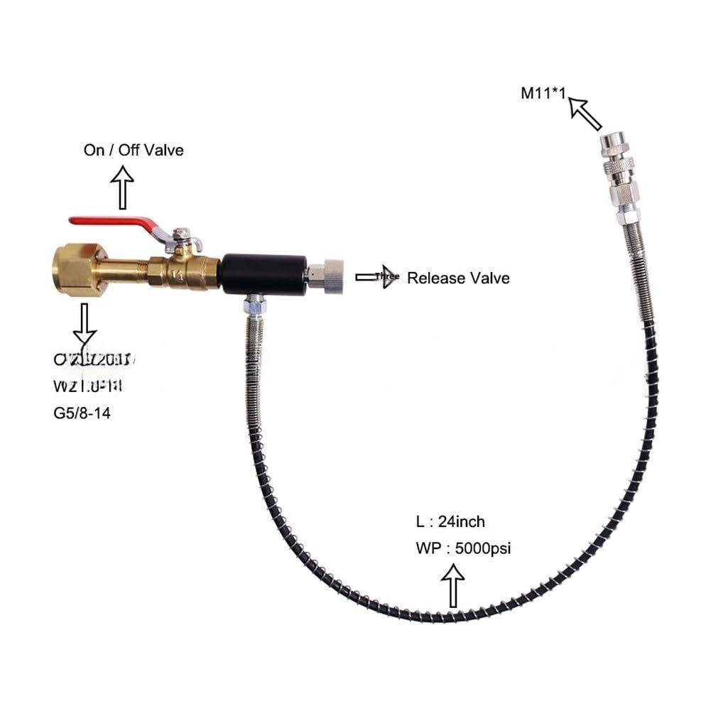 24-calowy adapter do rury sprężynowej M11 CGA320 W21.8 ze stali nierdzewnej