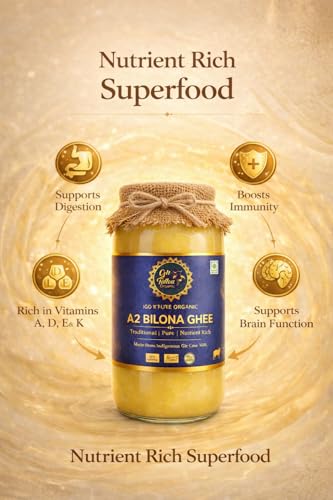 Image of GirTattva Organic A2 Gir Cow Desi Ghee 250ML | Bilona Method | Curd-Churned & Cultured |Pure, Natural & Danedar| Lactose-Free,Gluten-Free | Grass-Fed | Lab Tested |Immunity Booster|Glass Jar-Pack of 1