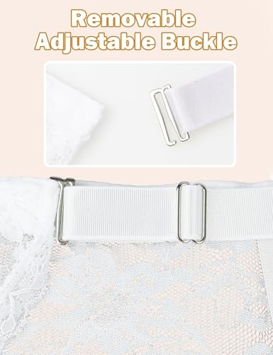 Image of Women Floral Lace Garter Belt Plus Size Mesh Suspender Belt Set with 4 Straps Metal Clip for Thigh Highs