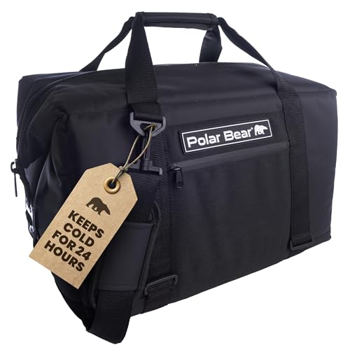 Polar Bear Coolers 24 Pack Original Nylon Soft Cooler Bag Insulated Leak Proof Beach Cooler Bag, Ice Cooler Bag for Travel | Heavy Duty Bag Cooler, Portable Cooler Bag | Sweat Proof Polar Bear Cooler