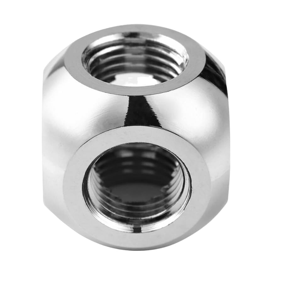 Image of Dracaena.io 4 Pack G1 /4 inch Thread, 3-Way Ball Fitting Extender or Connector for the Computer Water Cooling System, Durable Brass /Copper Material, Silver