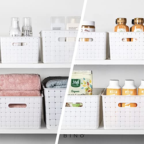 Bino | Plastic Basket, Medium - White | The Stable Collection | Multi-Use Storage Basket | Rectangular Cabinet Organizer | Baskets For Organizing With Handles | Home & Office Organization And Storage #TOP4