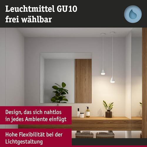 Paulmann 76991 LED Pendant luminaire Luia IP44 GU10 max. 10W Satin, White Bathroom Lighting - luminaire lamp not Included - Image 4