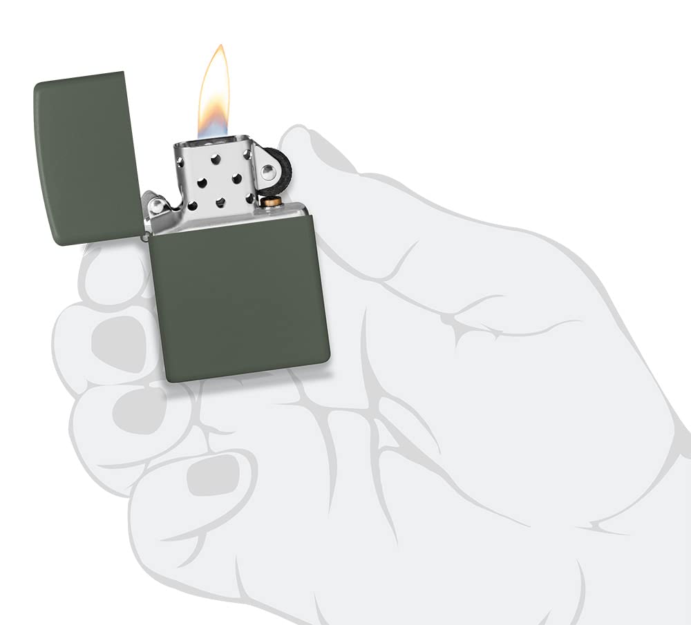 Zippo Accendino Antivento - Cromo Spazzolato Con Motivo Fiamma - Ricaricabile - 4