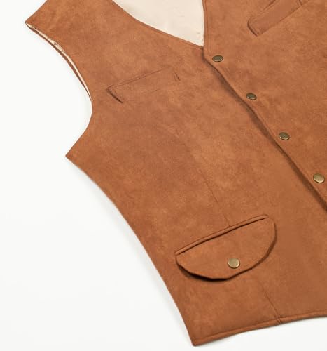 Bylunta Men'S Cowboy Suede Vest Western Casual Cowhide Suede Vest For Men thumb #3