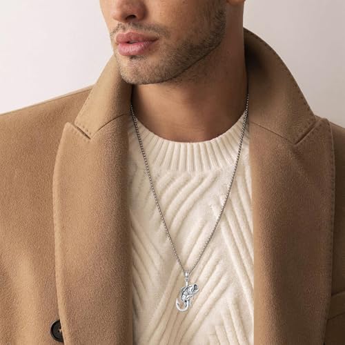 PROESS Fish Hook Necklace for Men 925 Sterling Silver Antler Duck Pendant Necklace Antler Fish Hook Hunting Jewelry Gifts for Father4