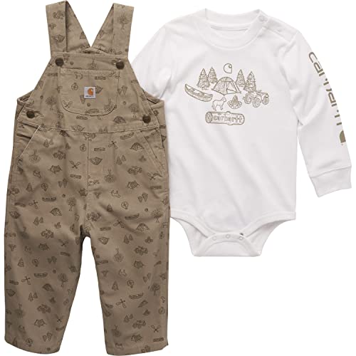 Image of Carhartt baby-boys Long-sleeve Bodysuit & Overalls 2pc Set