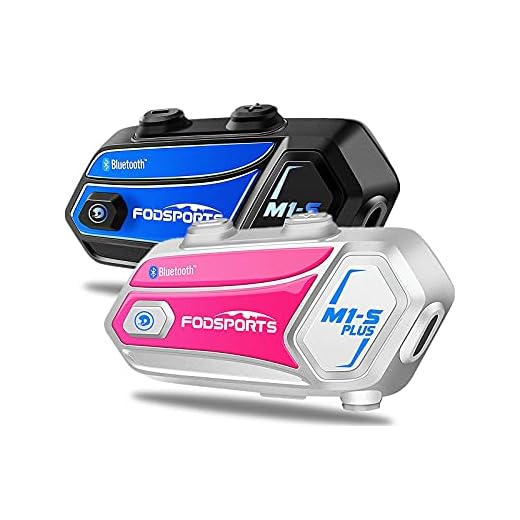 Motorcycle Bluetooth Headset FODSPORTS M1-S Plus Stereo Music Sharing/Mute Microphone/Built in FM 8 Riders Intercom Helmet Communication System Voice Dial/ 900MAH/ Boom & Soft Mic (1 Blue + 1 Pink)