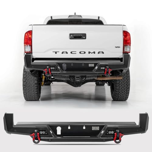 Haul Firm Toyota Tacoma 2016-2023 Steel Rear Step Bumper with D-Rings LED Trailer Plug and Parking Sensor Pre-Cut Holes | Not for BSM Blind Spot Monitoring System