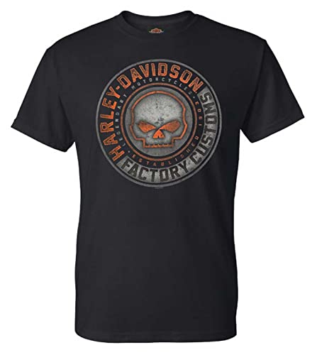 Harley-Davidson Men's Halo Willie G Skull Crew-Neck Short Sleeve T-Shirt - Black