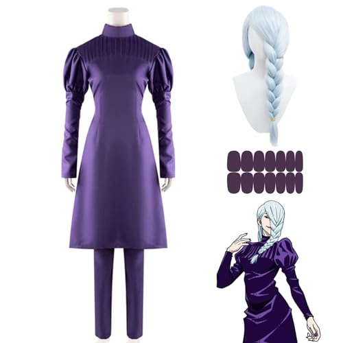 呪術廻戦 冥冥 コスプレ衣装 ウィッグ/ネイルシール付き 紫のスーツ コスプレ衣装 全セット 呪術回戦 めいめい コスチューム 変身 仮装 ステージ服 ハロウィン クリスマス (l)のサムネイル