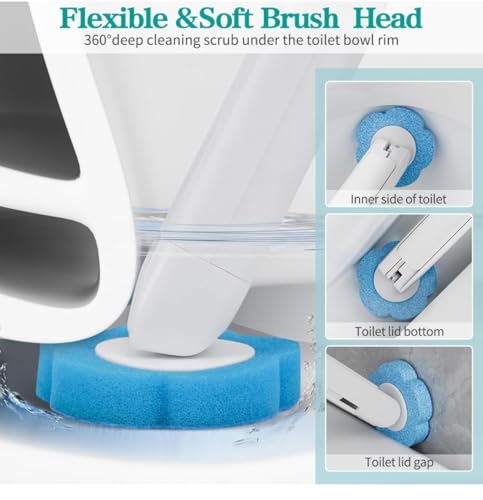 Image of Leilanis Disposable Toilet Brush Kit, Toilet Cleaning System with Refills, Wall-Mounted Holder, 6 Brushes, Dark Green /White /Gray (Gray)