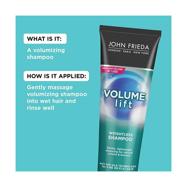 John-Frieda-Volume-Lift-Lightweight-Shampoo-for-Natural-Fullness-Safe-for-Colour-Treated-Hair-Volumizing-Shampoo-for-Fine-or-Flat-Hair-845-Ounces John Frieda Volume Lift Lightweight Shampoo for Natural Fullness, 8.45 Ounces, Safe for Colour-Treated Hair, Volumizing Shampoo for Fine or Flat Hair