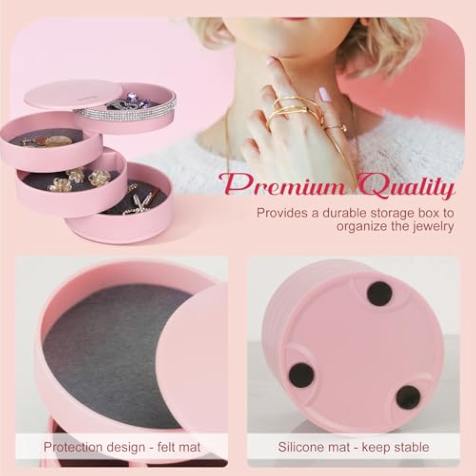 Jewelry Holder Organizer, 5-Layer Rotating Storage Tray