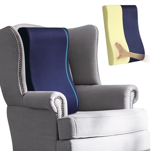 HAVARGO 2-in-1 Neck Pillow Lumbar Support Pillow for Recliner Couch& Glider Chair - High Resilient Foam Ergonomic Back Support for High-Back Rocking Chairs, Glider Rocker Replacement Cushions Navy M