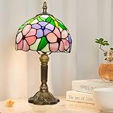 Ppbmocw Small Tiffany Lamp,8X14 inches Flowers Stained Glass Lamp for Bedside,Antique Office,Living Room