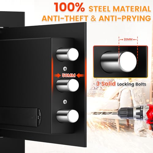 1.2 Cu ft Fireproof Safe Box for Home Use, Fire Safe with Fireproof Document Bag, Digital Security Safe with Combination Lock, Home Safes Fireproof Waterproof for Money Jewelry Medicine Documents