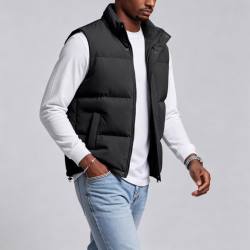 Black Puffer Vest Men Quilted Vest No Hood Lightweight Puffer Jacket - image 3