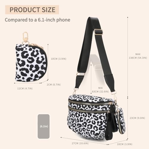 Image of Checkered Crossbody Bum Bags for Women, Nylon Sling Bags with Shoulder Strap, Large Capacity Checkered Purse Bag