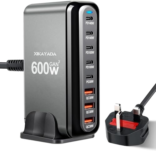 600W USB C Charger 8-Port Fast GaN Charger 140W/100W/30W USB C Charging Station Multi Port Power Adapter for Laptop, MacBook Pro, Dell XPS, iPad, iPhone, Samsung 600W USB C Charger 8-Port Fast GaN Charger 140W/100W/30W USB C Charging Station Multi Port Power Adapter for Laptop, MacBook Pro, Dell XPS, iPad, iPhone, Samsung