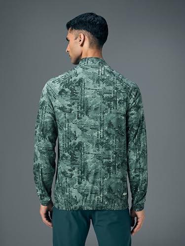 Image of TECHNOSPORT Men's Slim Fit All Over Print High Neck Jacket With TS-Flexi for Gym, Training, Winterwear