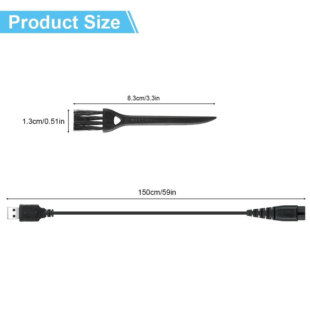 Vicloon Caricatore per Rasoio, 5V Cavo Ricarica USB, Cavo Rasoio Caricatore Alimentatore per Philips Con Spazzola per La Pulizia, Cavo di Ricarica Sostitutivo del Rasoio