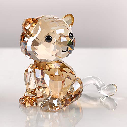 Crystal Tiger Figurine Lovely Cartoon Zodiac Collectible Ornament Animal Home Decor Birthday Gifts (Gold) #TOP1