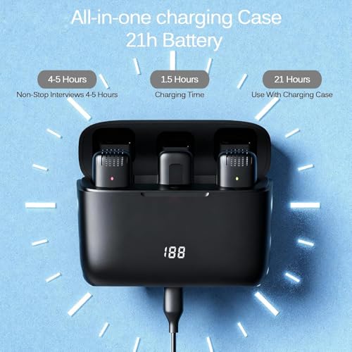 Image of Wireless 3-in-1 Mic Set for Mobile, DSLR & Laptop | Plug & Play Rechargeable Microphone for Compatible with Android, iPhone, Cameras, Laptop, YouTube, TikTok, Interview Live (J13-MIC)