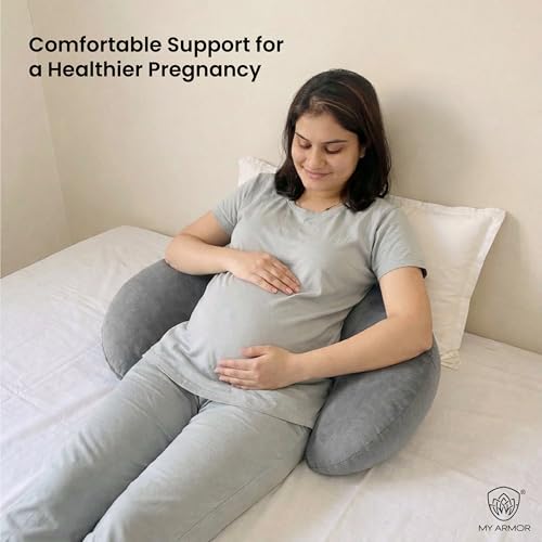 Image of MYARMOR Pregnancy Pillow | Dual Pregnancy Wedge Pillows for Back & Belly Support | Adjustable Butterfly Design | Travel-Friendly Pregnancy Pillow