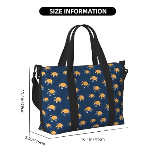Travel Duffle Bags For Women Men - Cute Sea Turtle Print Personal Item Weekender Overnight Gym Carry On Airport Tote Bag With Strap For Yoga, Travel, Business Trips2