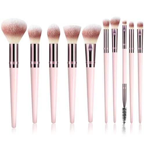 Makeup Brush Set, Premium Synthetic 10 PCS Makeup Brushes, Travel Makeup Brush Set with Soft Hairs,...