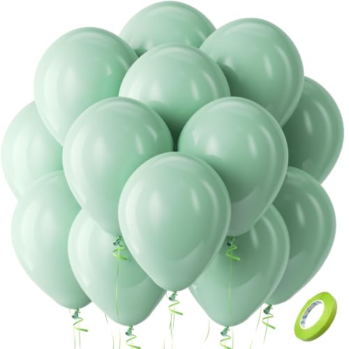 Image of Bezente Mint Green Balloons Latex Party Balloons 100 Pack 12 inch