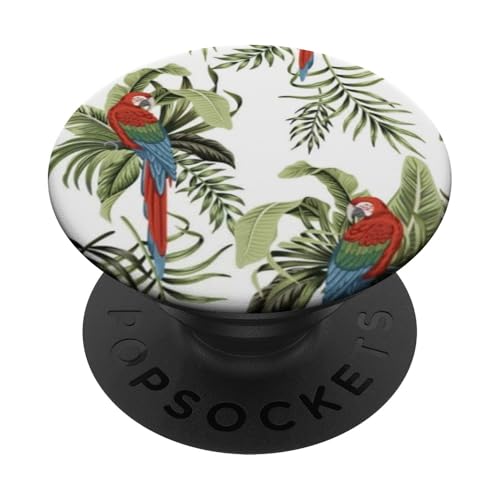 Cute Red Gold Cute Macaw Parrot Plant PopSockets PopGrip Adhésif