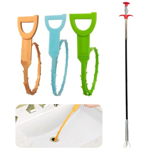 Xurjumi 4 Stück Abflussspirale Reinigungs Haken Set