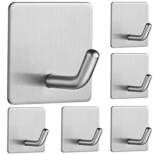 JS Crochet Adhésif Crochet Mural Salle de Bains En Acier Inox SUS304 Porte Serviette Adhesif Crochets Porte Inox Imperméable Antirouille sans Perçage pour la Cuisine,...