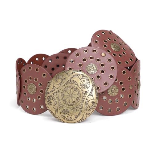 Women's Western Belt with Disc Buckle - Vintage Cowgirl Belt for Women's Dresses & Jeans