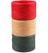 656Feet 2MM Raffia Paper Ribbon Packing Paper String for Gift Wrapping, Festival Gifts, DIY Decor...