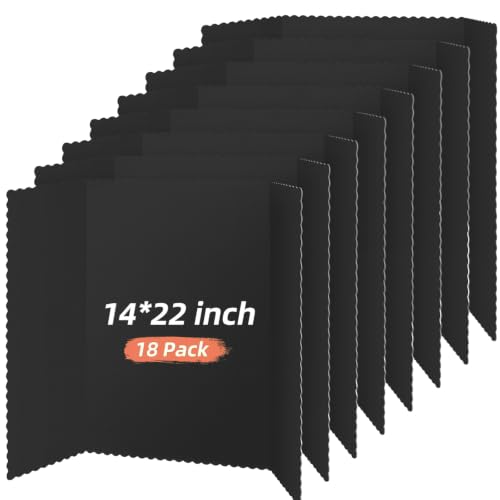Image of Ctosree 18 Pcs 14 x 22 Inch Tri Fold Poster Board Bulk for Display,Black | Science Fair Project,Classroom Display Paperboard, Single Wall Build, Lightweight Presentation Board,3 Panels