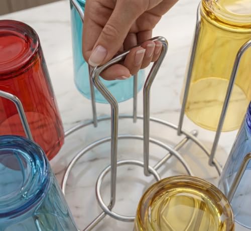 Image of Stainless Steel Glass Holder Stand for Kitchen Countertop, Drinking Water Glass Organizer Rack, Tumbler Storage, Cup Drying Stand, Rust Resistant Multipurpose Tabletop Kitchen Organizer
