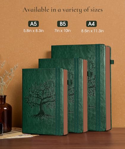 Image of Vintage Leather Journal - 300 Page Lined Journal Notebook with Numbered Pages, A5 Notebook for Women Men,Travel Diary,Daily Journals for Writing, Note Taking, School & Work (5.8 inch x 8.3 inch)