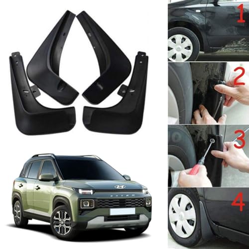 Image of Oshotto (O.E.M Fitting Cup Type) Mud Flap /Splash Guard Compatible with Hyundai Exter 2023-2025 (T-I) (Set of 4)