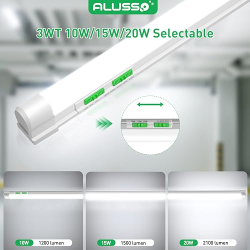 Image of ALUSSO 4FT LED Shop Lights with 5CCT Selectable-2100LM T8 Integrated Fixture, 10 Pack, 2700K-6500K Adjustable Color Temperature, Corded Electric with On /Off Switch for Garage /Workshop