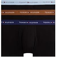 Tommy Hilfiger Herren 3er Pack Boxershorts Trunks mit Logobund, Mehrfarbig (Hghlnd Khki/Well WTR/PRP NVY), L